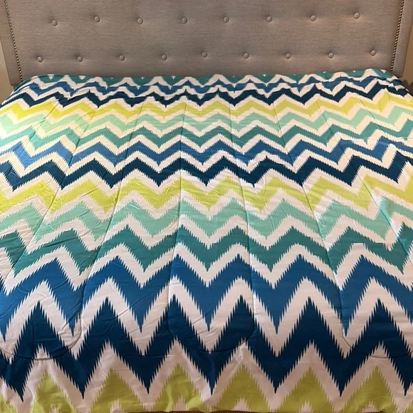 Chevron Pattern comforter - Blue and Green - Picture 1 of 6